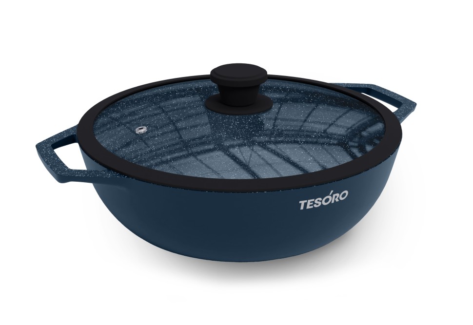 Жаровня 3 л с крышкой с силиконовым ободом Tesoro Florence Induction total blue