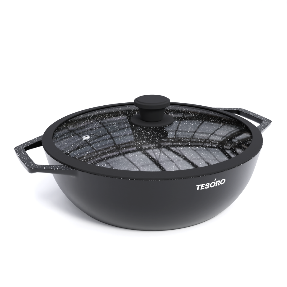 Жаровня 4 л с крышкой с силиконовым ободом Tesoro Florence Induction total dark