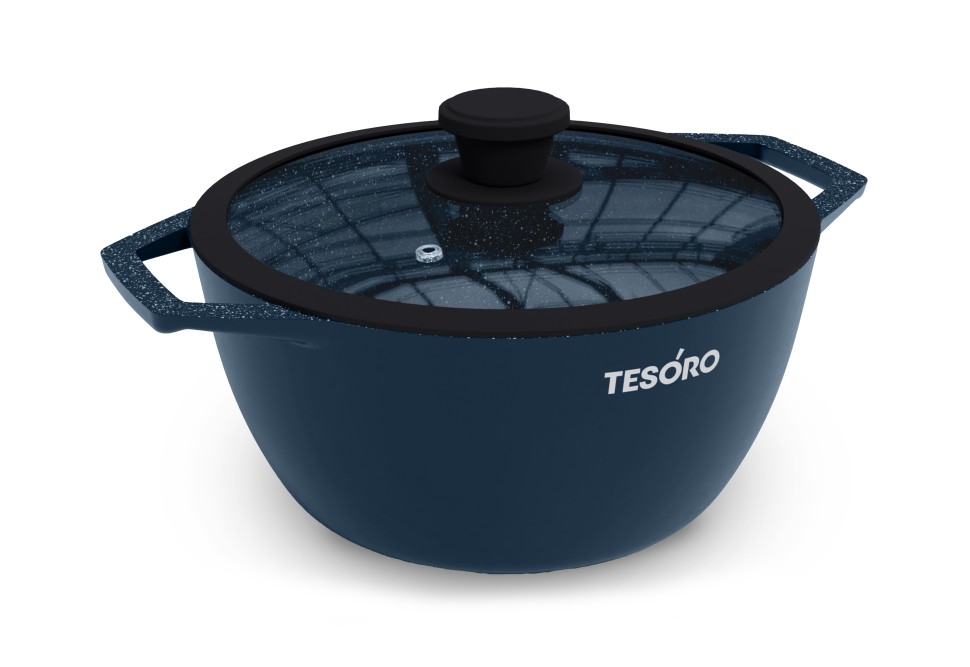 Кастрюля 4 л с крышкой с силиконовым ободом Tesoro Florence Induction total blue