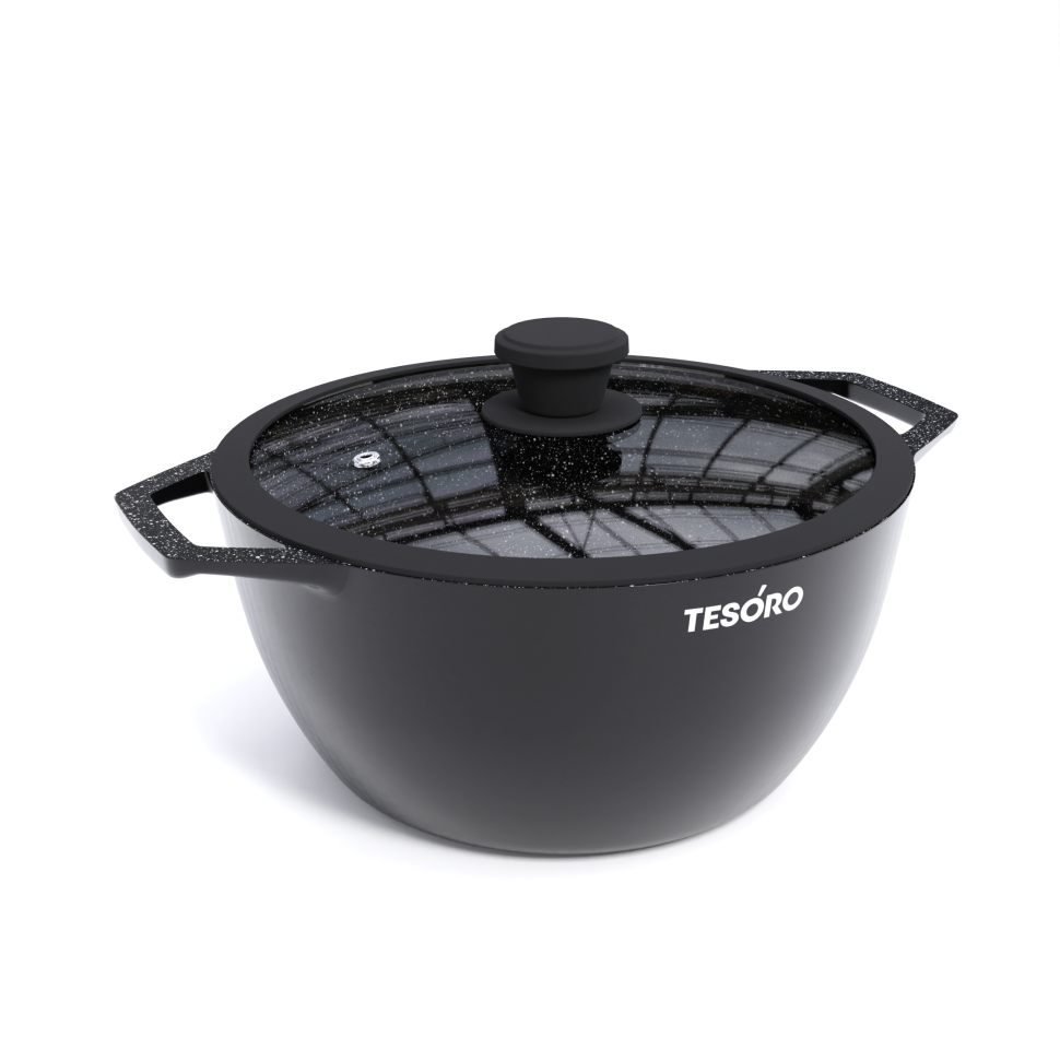 Кастрюля 4 л с крышкой с силиконовым ободом Tesoro Florence Induction total dark